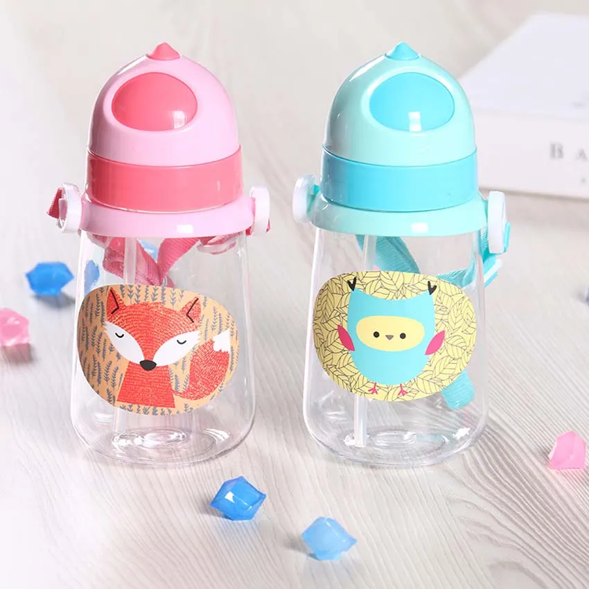 Durable Quality Straw Cup with Sling Rope Leakproof Drinking Bottle for