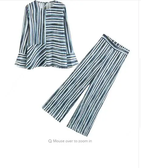 Set female 2018 summer new temperament fashion striped