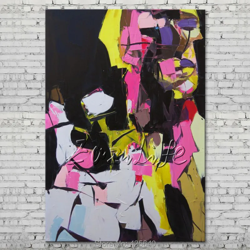 

Palette knife portrait Face Oil painting Character figure canvas Hand painted Francoise Nielly wall Art picture for living room4