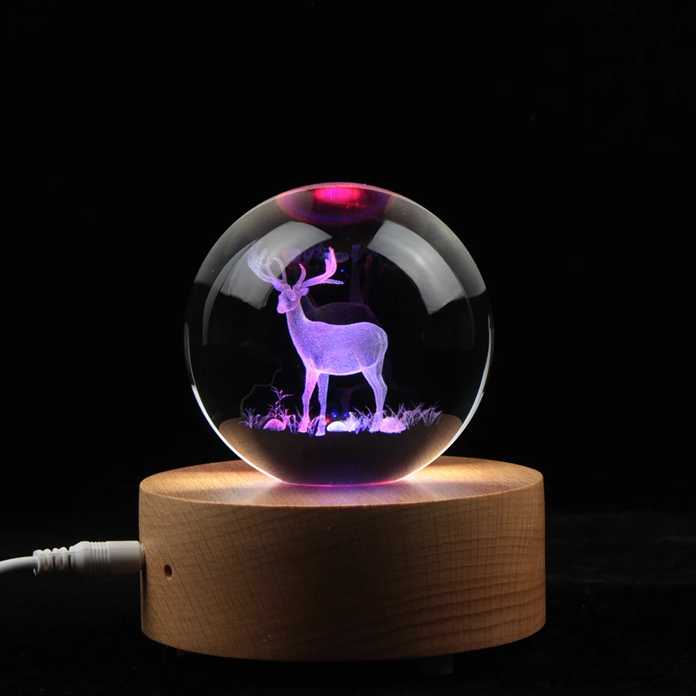 

Nordic Crystal Deer 3D Laser Ball Table Desk Living Room Modern Home Decor Accessories for Kids