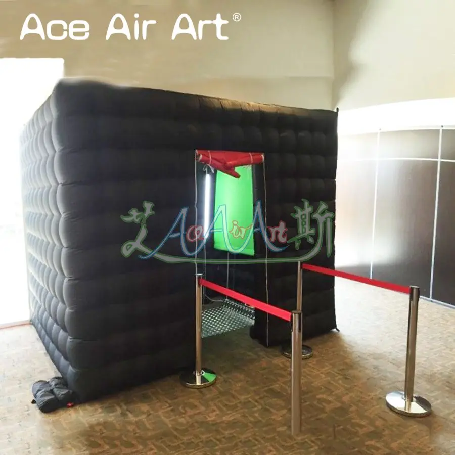 3x2.5x2.5m Newest design black cube inflatable photo booth enclosure cabinet with red foldable curtains no lights | Игрушки и хобби