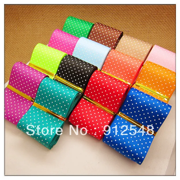

1-1/2"(38mm) Dots printed grosgrain ribbon,14 color mix ribbon,38dmnyd017