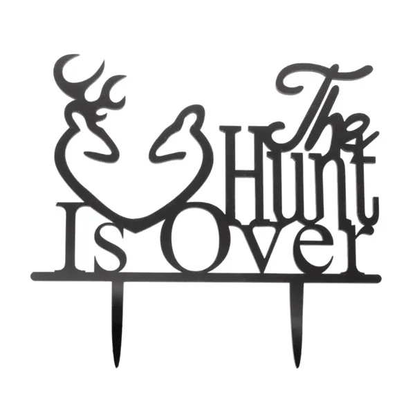 

ALIM HOT SALE Wedding Anniversary Cake Topper The Hunt is Over (Black)