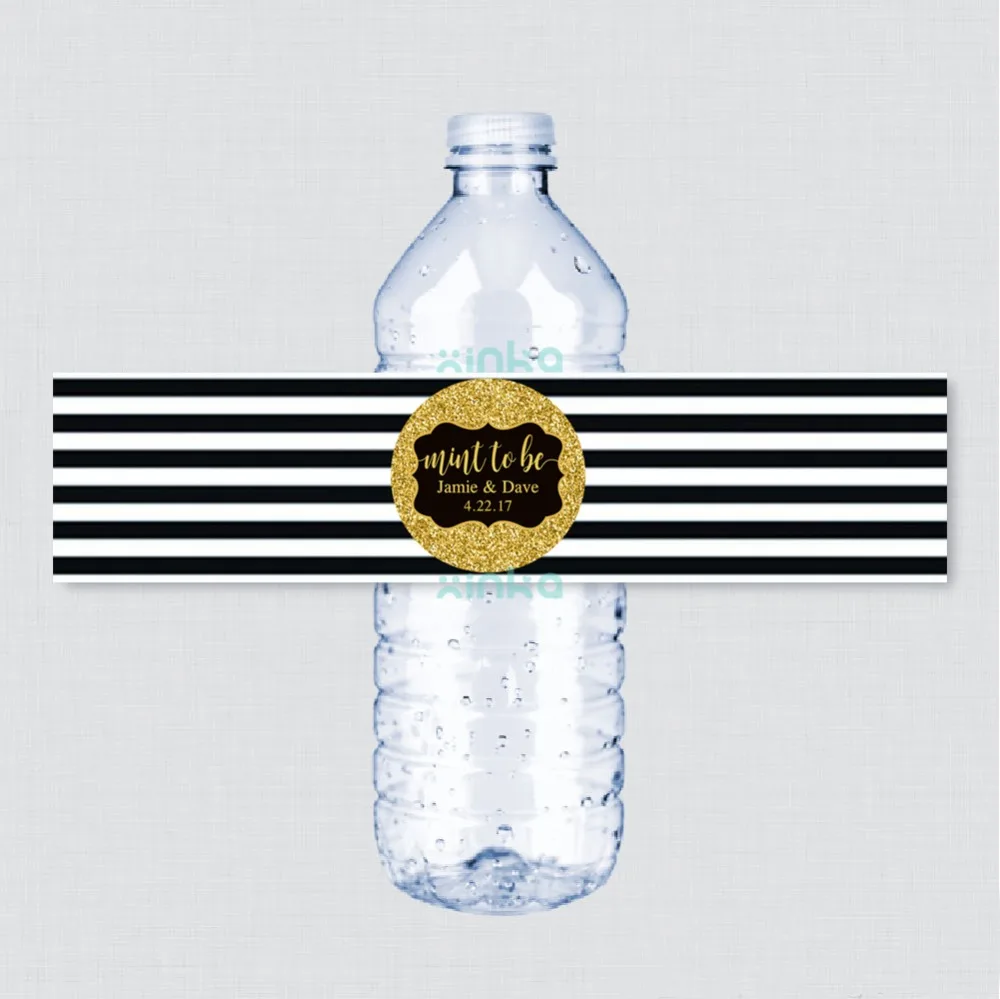 Us 11 85 45 Off Gold Water Bottle Labels Personalized Wedding Bridal Shower Striped Black White In Party Us 11 85 45 Off Gold Water Bottle Labels Personalized Wedding Bridal Shower Striped Black White In Party