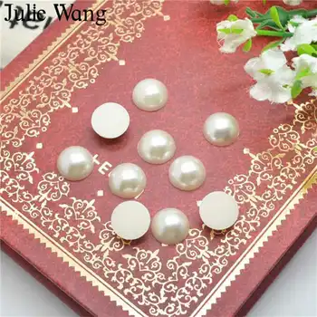 

Julie Wang 50PCS 6-20mm Imitation Pearls Resin Flatback Cabochon Charms Pendant Bracelet Ring Jewelry Making Accessory Findings