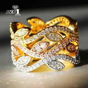 

YaYI Jewelry Fashion Princess Cut 4.2 CT White Zircon Gold Color Engagement Rings wedding Rings Party Rings