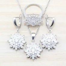 Новые трендовые свадебные аксессуары, белые с натуральным кристаллом висячие серьги и ожерелье/кольцо, 925 серебро, Женские Ювелирные наборы для костюма