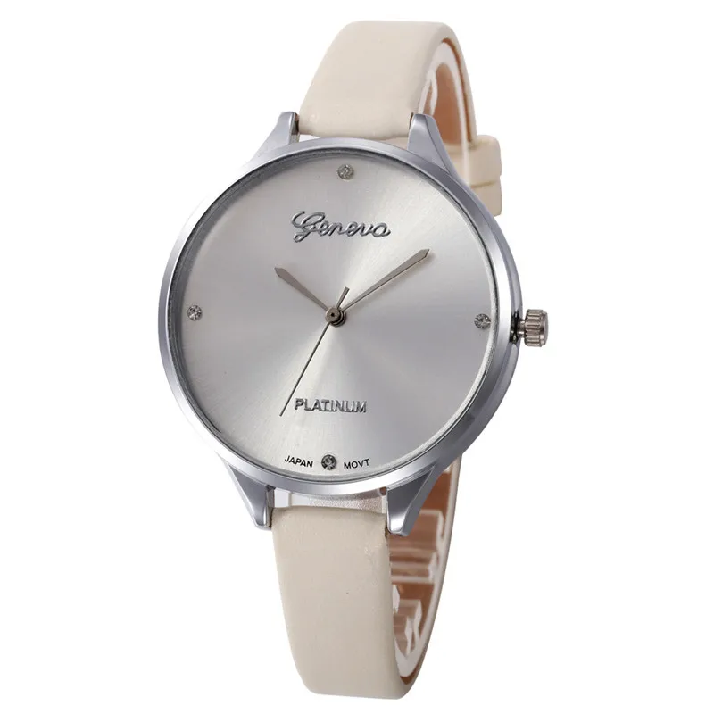 Женские кварцевые часы с простым циферблатом, Лидирующий бренд, женские повседневные наручные часы с кожаным ремешком, женские часы, Relogio Feminino# D - Цвет: A