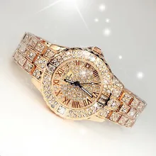 2016 Nuevo de Las Mujeres Rhinestone Relojes Vestido de La Señora Mujeres del Diamante del reloj de Lujo marca de Relojes de Pulsera de Reloj de señoras de Cristal de Cuarzo
