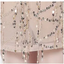 Lztlylzt Sexy Sequin Tassel Summer Dresses Women Beach Party Short Dress V neck long sleeve Vintage Elegant A-line Dress