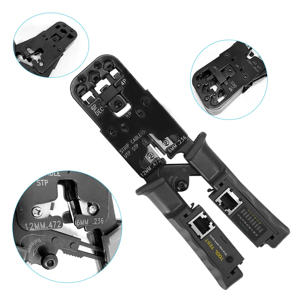 

4-In-1 Crimping Tool Stripping Tool Wire Cutting Tool Detachable Cable Tester herramientas para electricidad kabel stripper