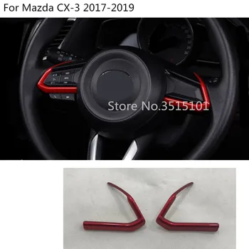 

car styling cover ABS Chrome Steering wheel Interior Kit Trim lamp frame 2pcs For Mazda CX-3 CX3 2017 2018 2019 2020