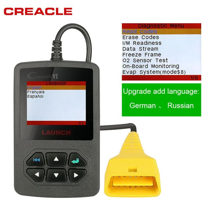 launch Creader VI 6 ELM327 V1.5 OBD II Odb2 Elm 327 считыватель кодов Сканер для автоматического автомобиля диагностический инструмент автоматического сканирования Pro