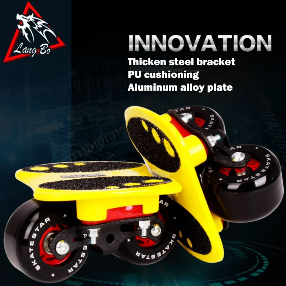 Kopen LangBo 10 generatie Gratis line Skates Anti shock pad Drift Board Scrub Aluminium Patines 2 wielen FreeStyle Skateboard dek