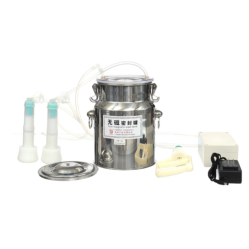 Cattle 4L Stainless Steel Durable Cattle Sheep Portable Milking Machine with Vacuum Pump Pulsator Electric Milking Machine - Цвет: Cattle