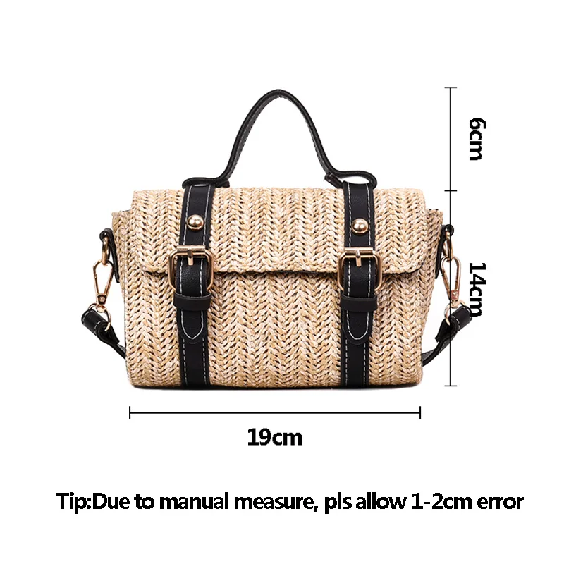 Women Summer Fashion Handbag INS Popular Female Casual Straw Bag Holiday Lady Shoulder Bag Travel Knitted Tote Bolsa SS7219 (13)