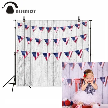 

Allenjoy backgrounds for photo studio White wooden wall board American flags children newborn fantasy props backdrop photophone