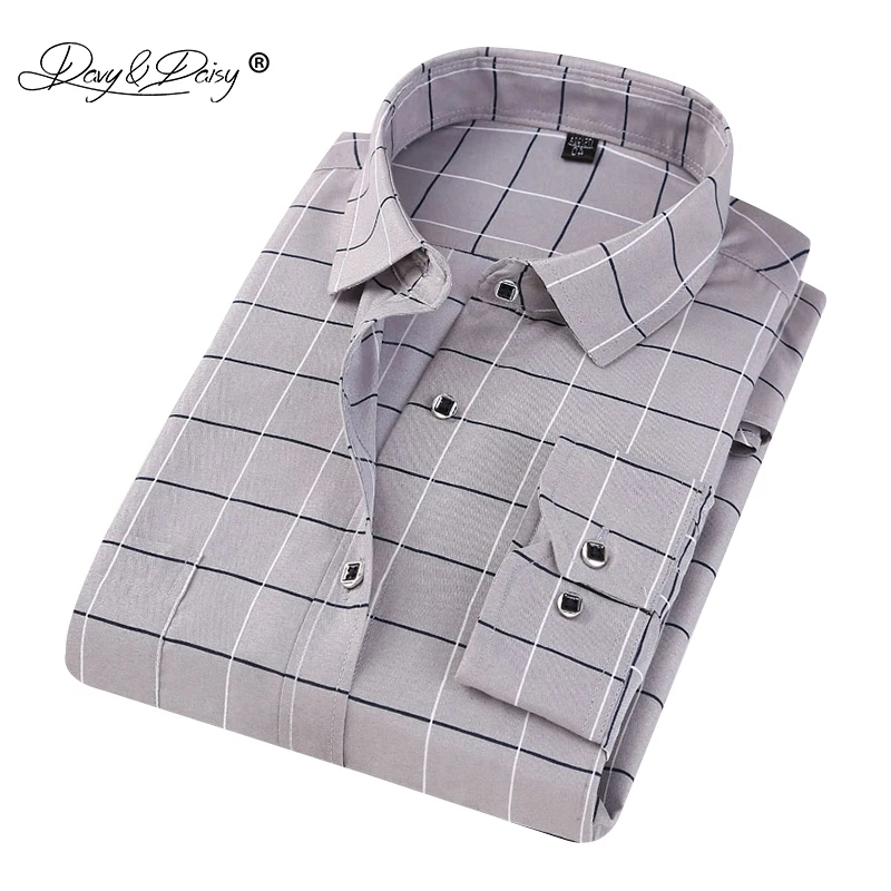 

DAVYDAISY New Arrival Mens Casual Shirt 2018 Autumn Spring Long Sleeve Fashion Soft Floral Print Plaid Men Shirts Camisas DS-246