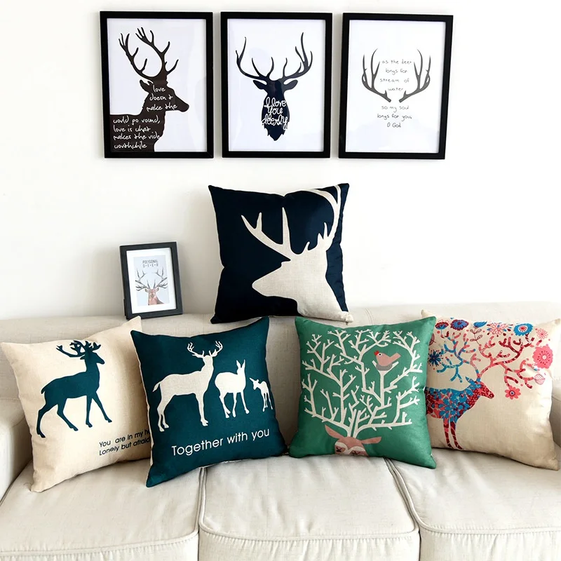 

2019 40*40cm Nordic Style Deer Pillow Case Home Decor Elephant Cushion Cover Simple Geometric Throw Pillowcase Pillow Covers