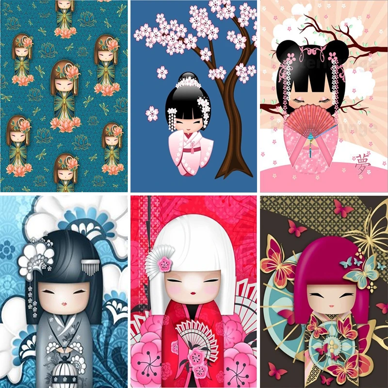 

5D DIY Diamond Embroidery Cartoon Kimono Girl Beads Home Decoration Diamond Painting Full Rhinestone Cross Stitch JK