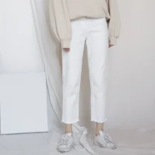 Офисные женские джинсы прямого кроя женские джинсы с высокой талией хлопковые джинсовые брюки Harajuku