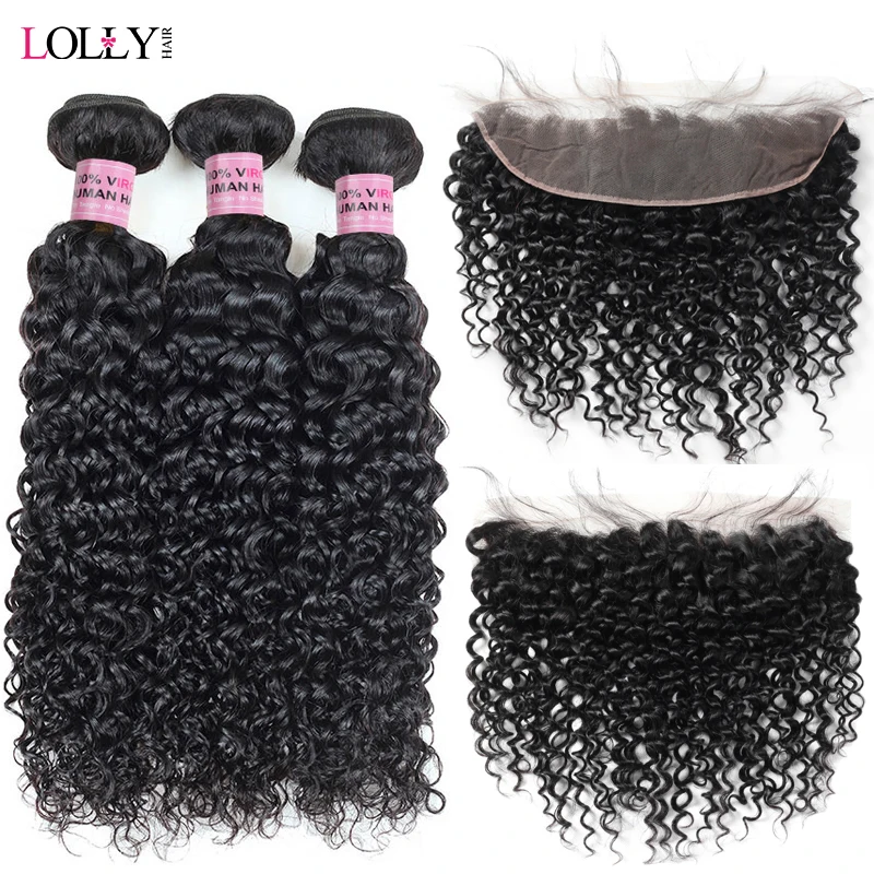

Lolly Brazilian Curly Bundles With Frontal Free Part 3 Bundles With Frontal 100% Human Hair Bundles With Frontal 13X4 Non Remy