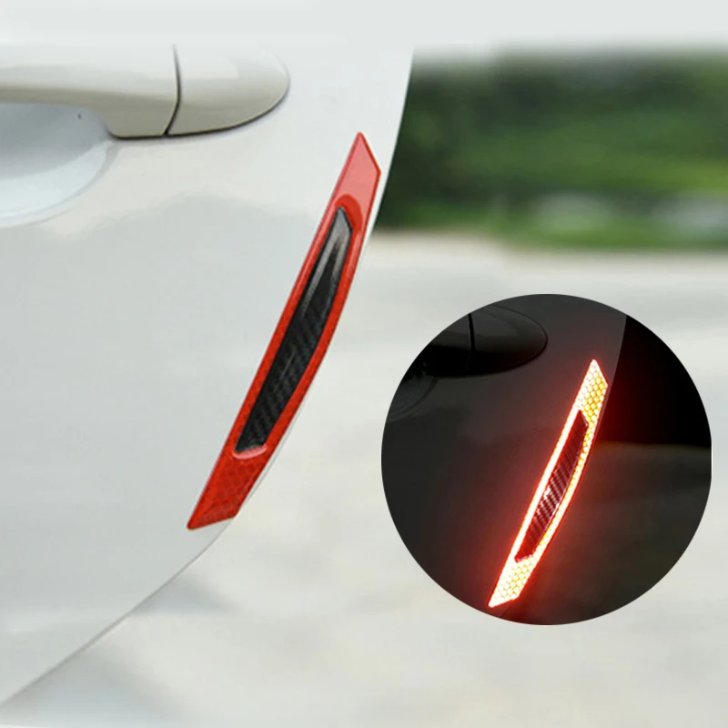 

Carbon Fiber Car Reflective Strips Auto Door Glue Sticker Anti Scratch Stickers Door Reflective Tape Cars Warning Accessories