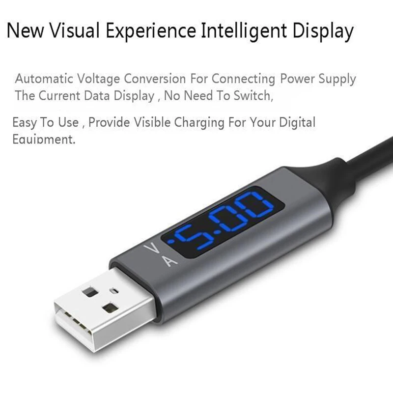 Vogek 3A USB телефонный кабель со светодиодным цифровым дисплеем Тип C Micro Дата Быстрая