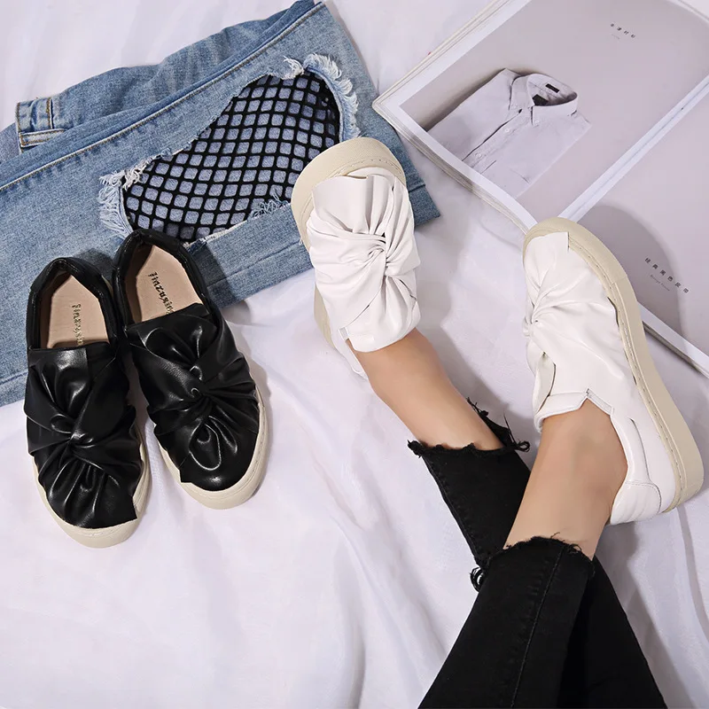 Cuir En Papillon Drag half Occasionnels Sauvage Paresseux Plat Coréenne Blanc Chaussures Pédale Épais Amour Blanc tFtqU