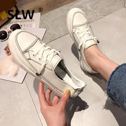 Базовая летняя новая ткань 2019 г. модная обувь на резиновой подошве с ажурным узором, белая женская повседневная обувь из флока на плоской