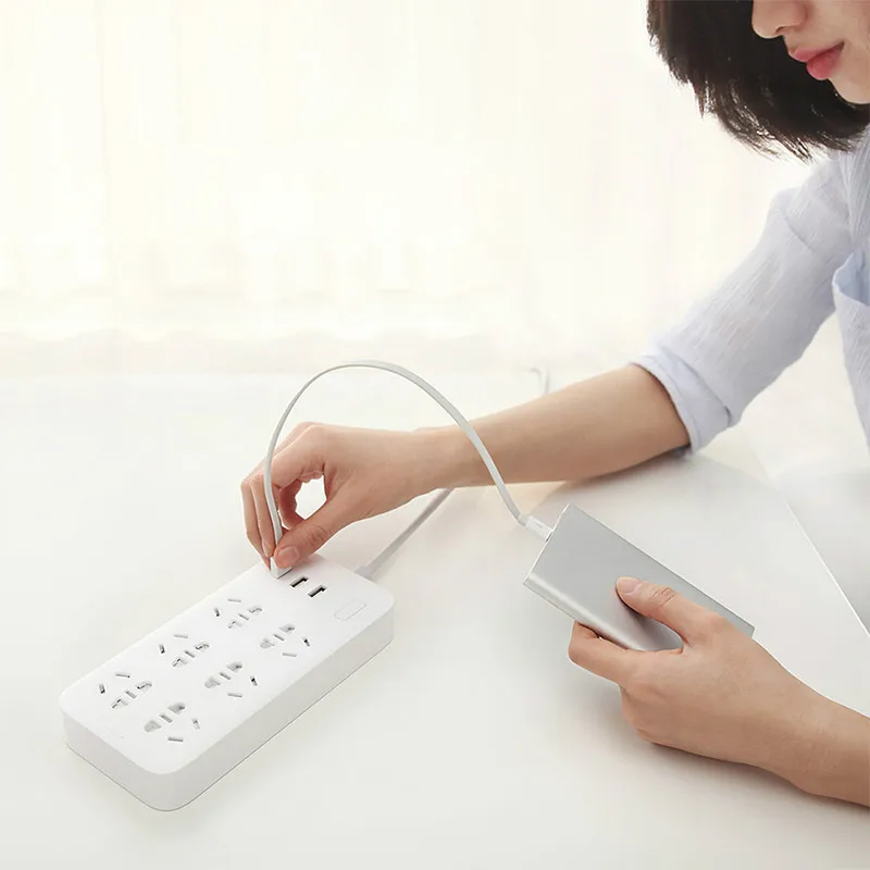 Оригинальный умный удлинитель XiaoMi Mi с 6 портами и 3 USB для быстрой зарядки 2 1 А