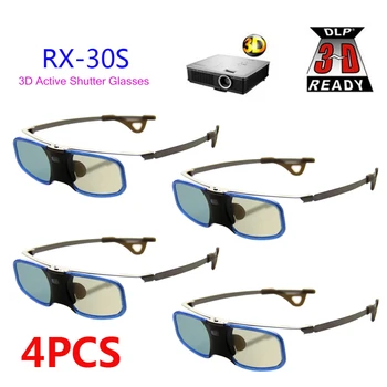 

4pcs 3D glasses Active shutter rechargeable with Clip for Myope For BenQ W1070 Optoma Acer DLP 3D Emitter Projector Glasses