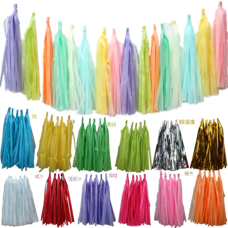 

5pcs/lot Paper Garland Tassels 25 Different Colors Hanging Paper Craft Baby Shower Decor Wedding Party Favor Birthday Decor