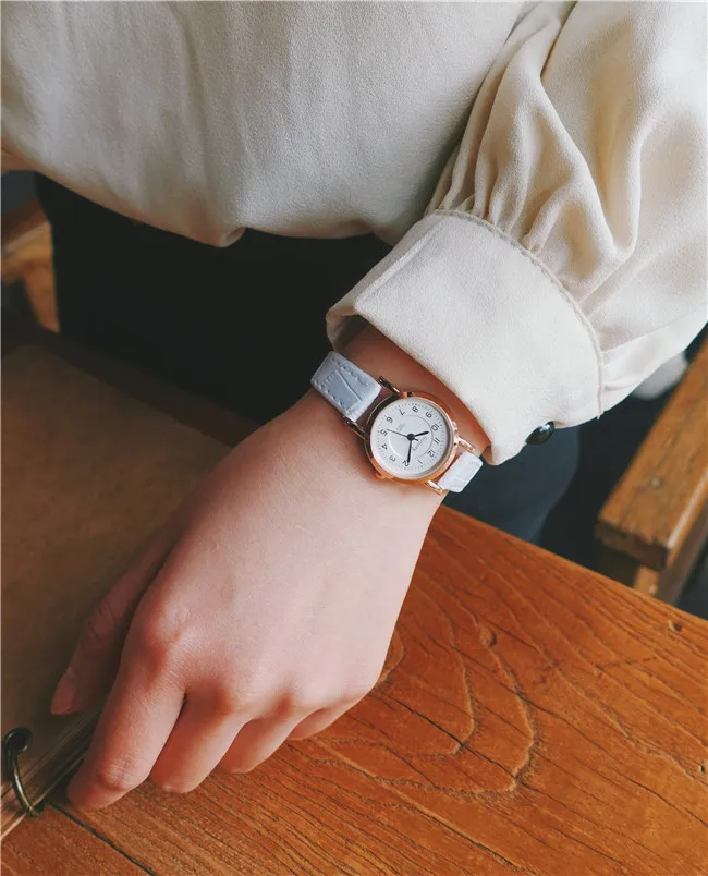 Бамбуковый узел винтажные кожаные женские маленькие часы дизайнерские синие указки простые цифры Циферблат Модные женские кварцевые наручные часы