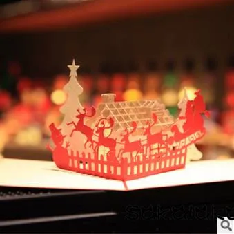 Творческий 3D ручной работы открытка с аббатством нарядное порез резной карточки