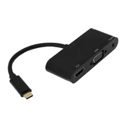 Портативный USB 3,1 тип-c к HDMI VGA Аудио HD высокой четкости адаптер конвертер с тип-c к VGA кабель