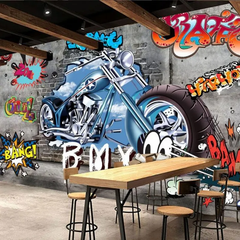 Us 81 46 Di Scontobeibehang Personalizzato Carta Da Parati Retrò Minimalista Moto Street Art Graffiti Pittura Decorativa Carta Da Parati Sfondo 3d