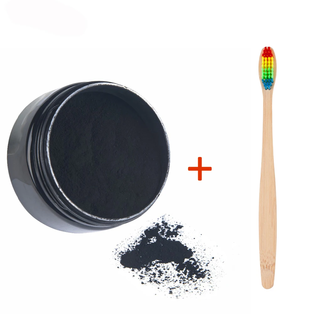 MayCreate Teeth Whitening Activated Charcoal Powder Bamboo Rainbow Toothbrush Oral Care Set Natural Teeth Clean Oral 4