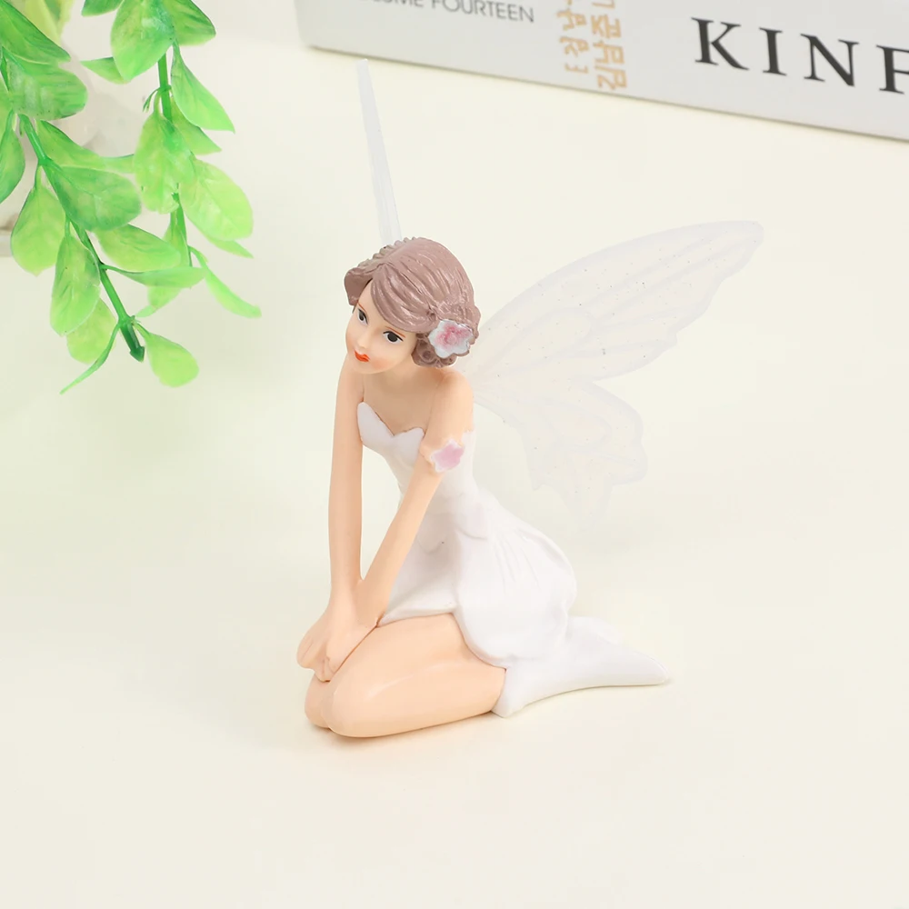 

1PC Flying Flower Fairy Garden DIY Miniature White Angel Flower Ornaments Home Decoration Cartoon Gifts Desk Car Cake Decor