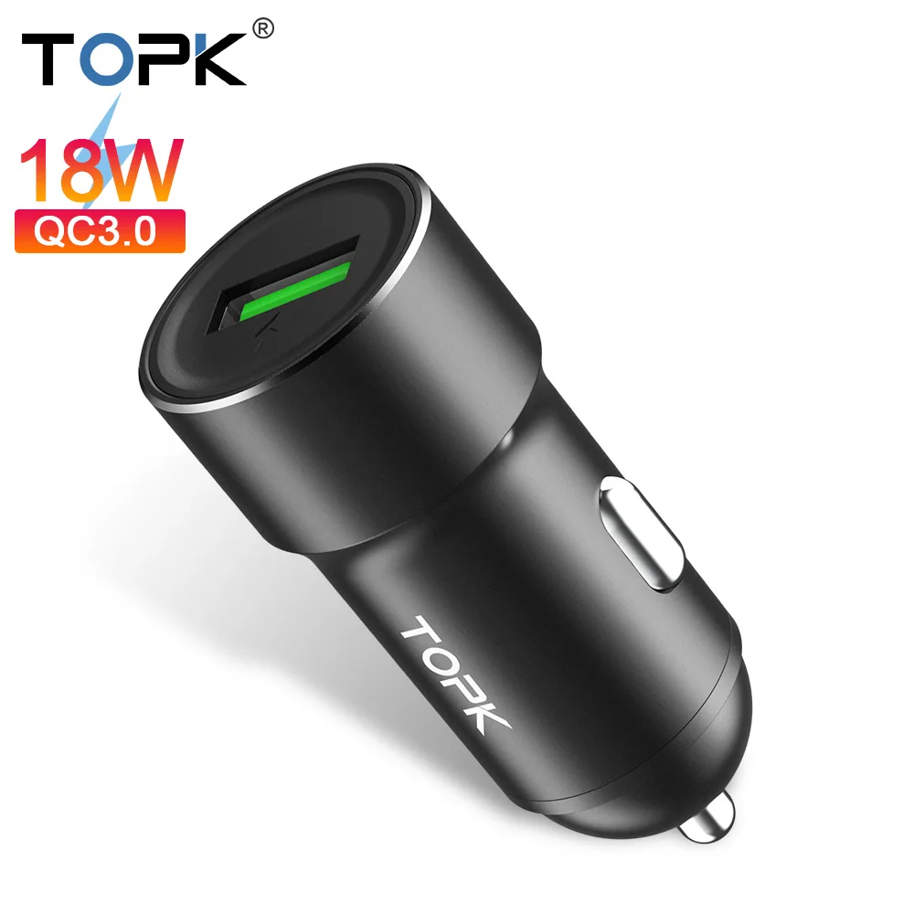 TOPK G102Q USB Автомобильное зарядное устройство Быстрая зарядка 3,0 зарядное устройство для мобильного телефона быстрая QC3.0 автомобильное зарядное устройство для samsung Xiaomi huawei адаптер в автомобиль