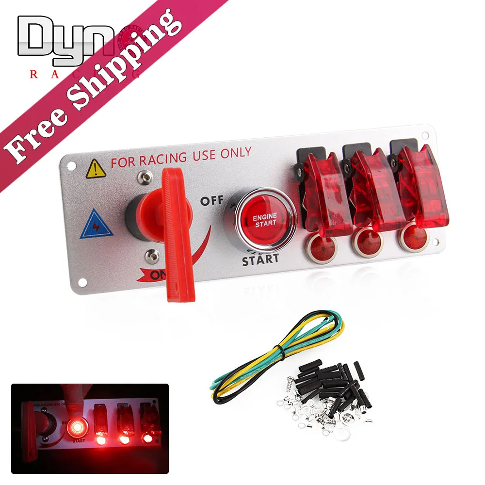 

Free shipping Racing Car Ignition Switch Panel Auto 12V LED Toggle Ignition Switch Panel Engine Start Push Btns Kit Set BS010