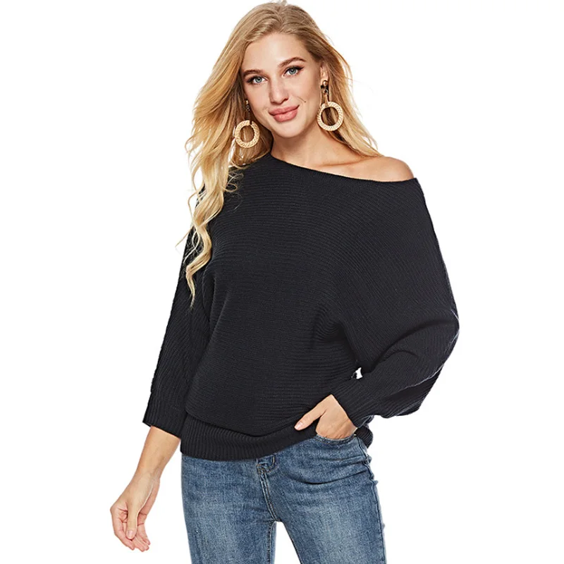 black XL женский свитер с круглым вырезом Длинная Куртка с секциями трикотажные сплошной Цвет большой Размеры Свободные Slim Fit кореянка Модные свитеры - Цвет: black