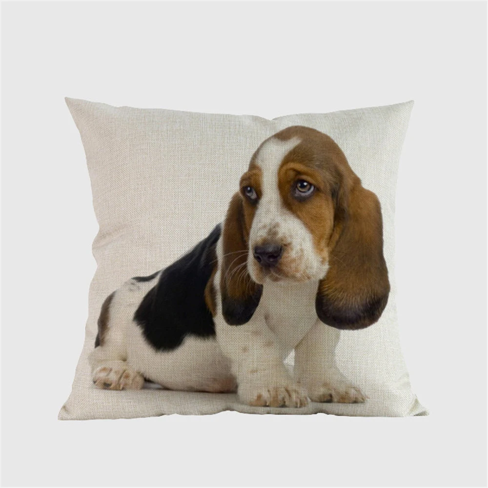 Льняные Чехлы для подушек Basset Hound dog, декоративные подушки, подушки, домашний диван cojines coussin, отель, кафе, офис, автомобиль, almofada