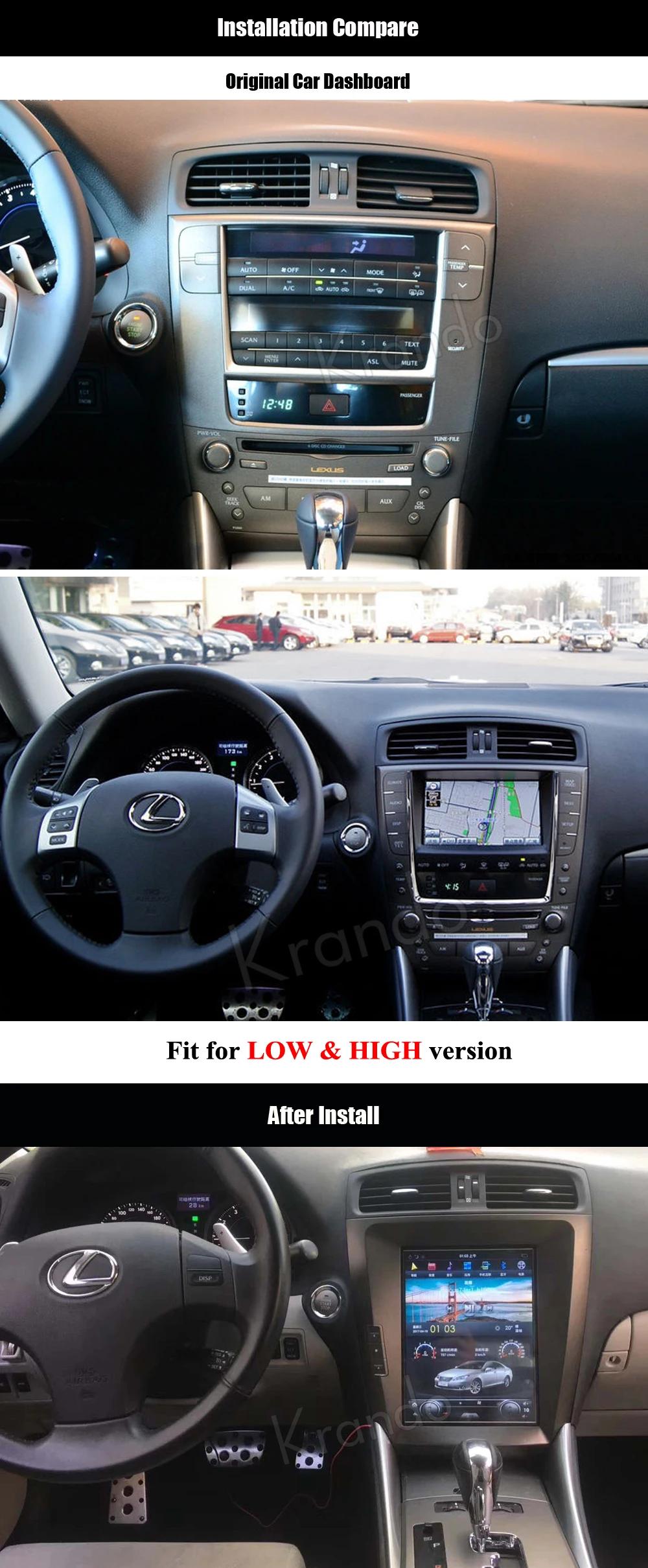Krando Android 8,1 10," Tesla стиль вертикальный экран Автомобильный мультимедийный для Lexus is250 is300 is350 2006-2011 радио gps навигация