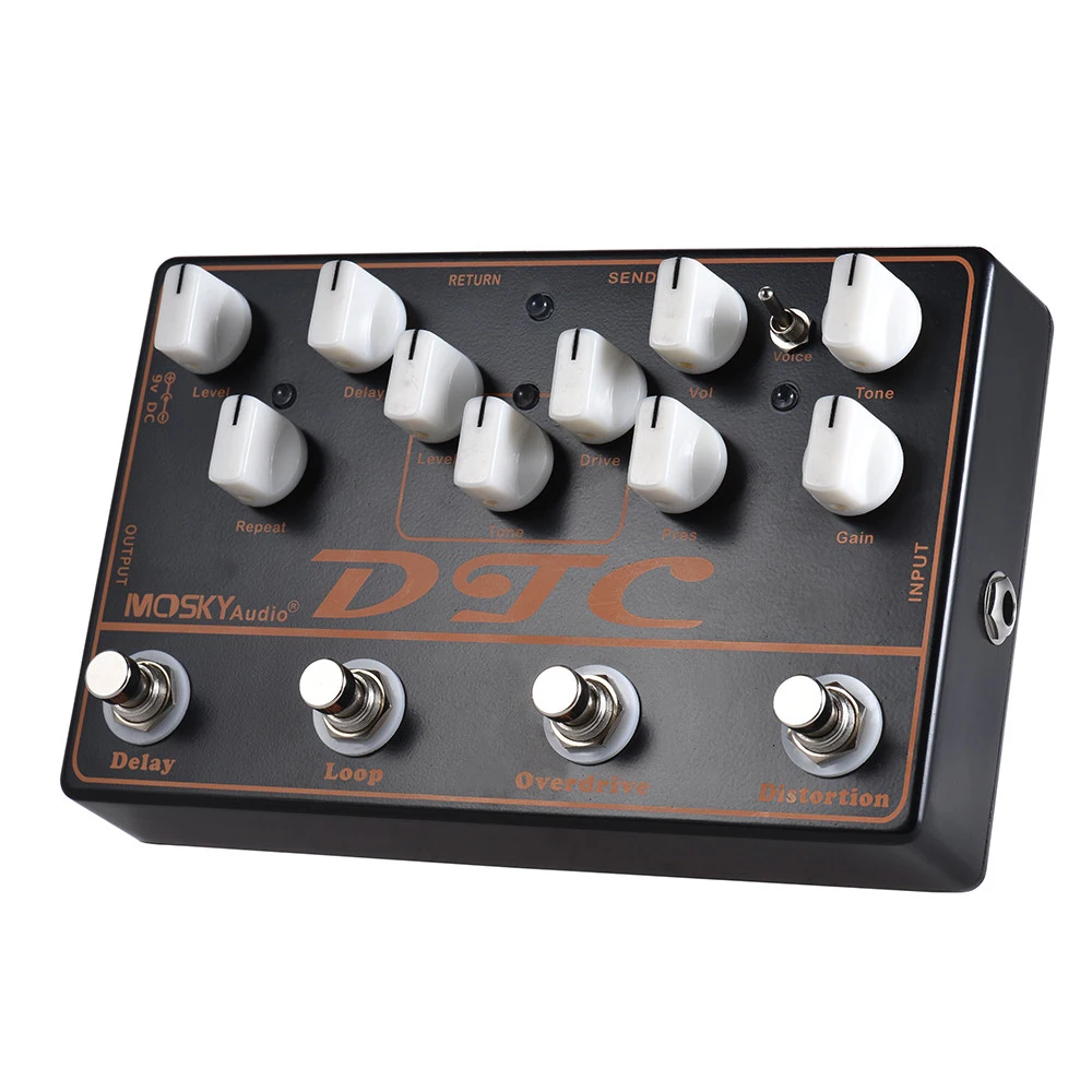 Mosky DTC Multi Guitar Effect Pedal with Distortion Overdrive Loop Delay Mini Effects 4 in 1 for Electric | Спорт и развлечения