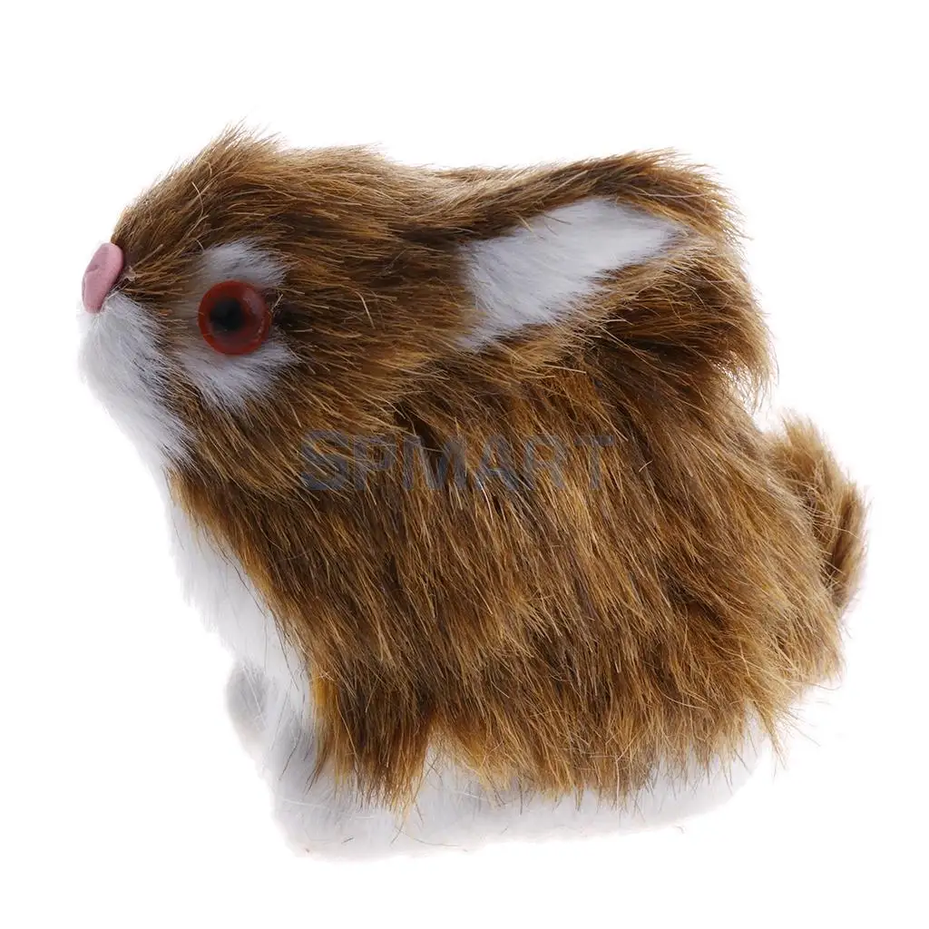 Lifelike Simulation Plush Stuffed Rabbit Hare Bunny Animals Model Figure Plush Figures Soft Toy Home Decoration Brown