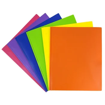 

Behogar 6PCS A4 Size Durable Tear Resistant Plastic 2-Pocket Document File Folders for Office School Students Teachers Mix Color