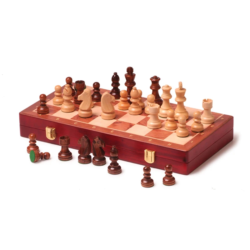

Top Grade Wooden Folding Large Chess Set Solid Wood Rosewood Chessboard Entertainment Board Games For Competition Children Gifts