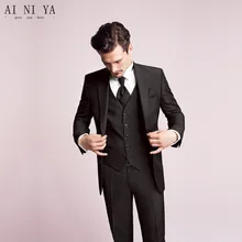 Костюмы жениха Модные мужские спортивные пиджаки две кнопки мужские костюмы высокого качества жениха/смокинг жениха(куртка+ брюки+ жилет