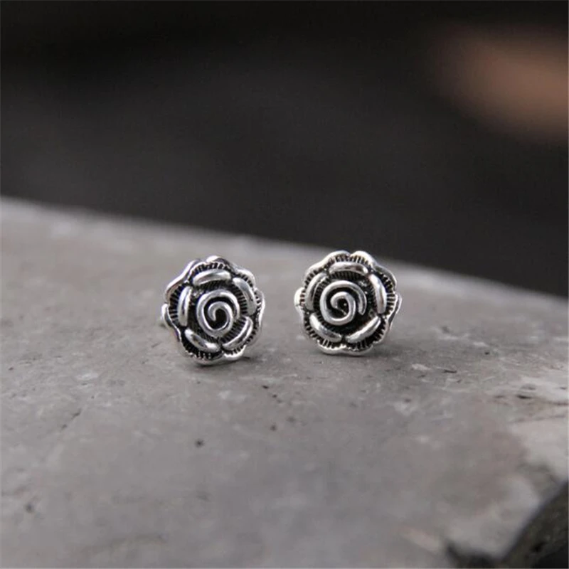 

9mm Rose Stud Earrings For Women Simple Flower Ear Studs 925 Sterling Silver Earings Girls Gift Small Earrings Minimalist